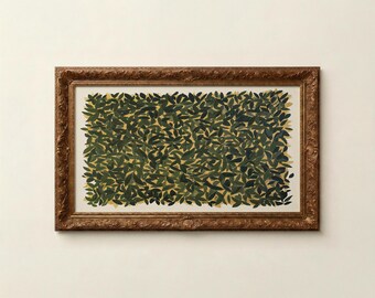 Green Leaves Frame TV Art, Botanical Foliage Samsung Frame TV Download, Neutral Organic TV Art, Sage Green Leaf Decor
