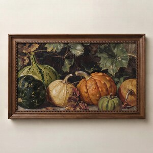 Gourds Painting Frame TV Art, Rustic Fall Pumpkins Screensaver, Digital Download