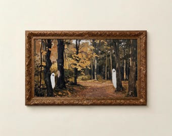 Ghost Forest Path Frame TV Artwork, Halloween Fall Autumn