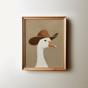 Lámina decorativa de ganso con sombrero de vaquero para imprimir en la pared, divertida lámina de ganso del oeste, decoración de animales de granja, descarga digital para habitación infantil vaquera. imagen 10
