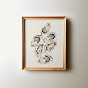 Oyster Shells Wall Art Printable, Coastal Kitchen Oyster Print, Beach House Dining Room Decor, Digital Download