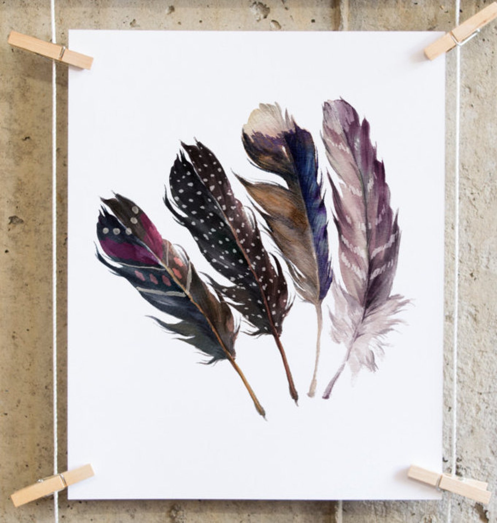 Feather print feather Art boho wall art Feather Printable Etsy
