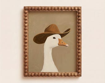 Goose in Cowboy Hat Wall Art Printable, Funny Western Goose Print, Farmhouse Animal Decor, Cowboy Nursery Digital Download