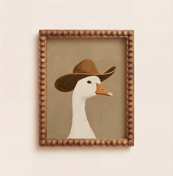 Goose in Cowboy Hat Wall Art Printable, Funny Western Goose Print, Farmhouse Animal Decor, Cowboy Nursery Digital Download
