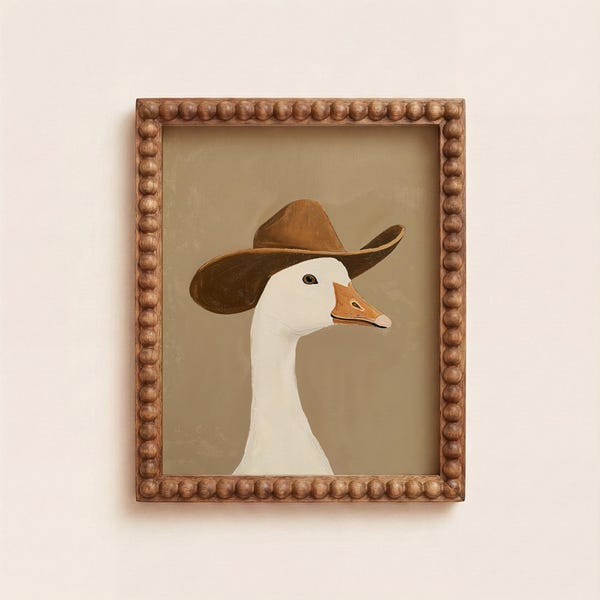 Gans im Cowboyhut Wand Kunst zum ausdrucken, lustige Western Gans Druck, Bauernhaus Tier Dekor, Cowboy Kindergarten Digitaler Download