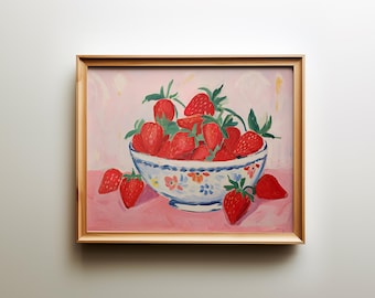 strawberry bowl downloadable art print