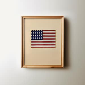 Impresión artística de la bandera estadounidense vintage: decoración de pared patriótica,