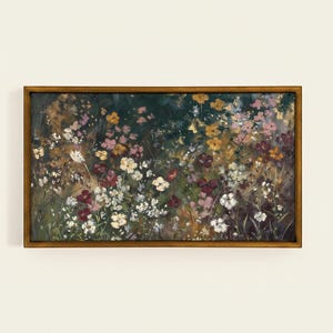 Wildflowers Frame Tv Art Artwork, fall botanical Dark Green