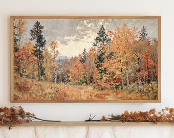 Autumn Forest Frame TV Art, Fall Woodland Landscape, Autumn Trees Samsung Frame TV Art, Cozy Fall TV Decor