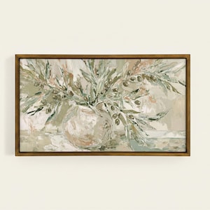 Olive Branch Still Life Frame TV Art, Sage Green Botanical Artwork (Digital Download)