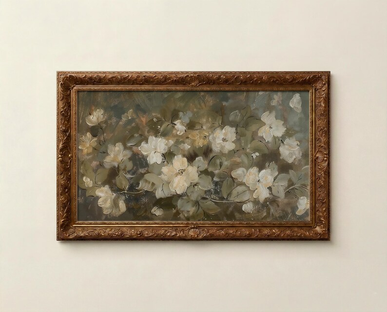 Frame Tv Art Artwork sage green floral image 2