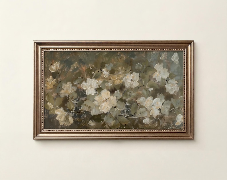 Frame Tv Art Artwork sage green floral image 1
