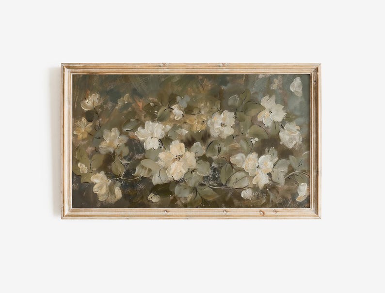 Frame Tv Art Artwork sage green floral image 5