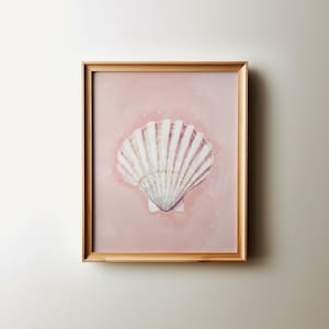 Arte imprimible de conchas marinas: decoración de pared costera rosa