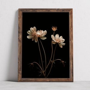 Dark Botanical Print, spring Moody floral wall art, summerwildflowers digital download image 5