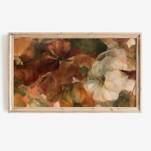 abstract fall Samsung Frame TV Art, modern pumpkins TV Art, Vintage Botanical screensaver
