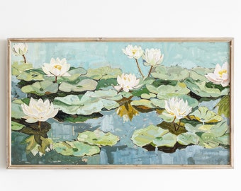 Frame Tv Art  Water Lilies painting, Botanical artwork for the frame tv, cottagecore country farmhouse