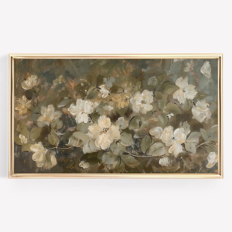 Frame Tv Art Artwork sage green floral image 4