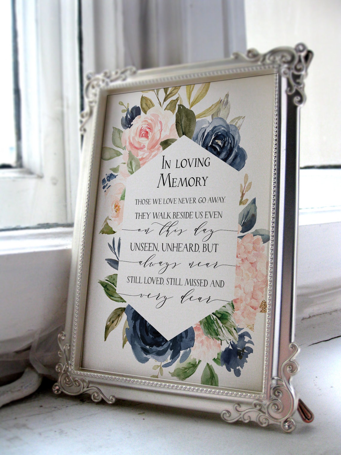 Printable blush and navy in loving memory wedding sign pink image 1