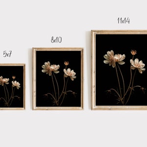 Dark Botanical Print, spring Moody floral wall art, summerwildflowers digital download image 2