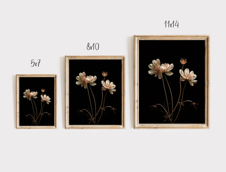 Dark Botanical Print, spring Moody floral wall art, summerwildflowers digital download image 2