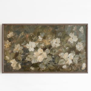 Frame Tv Art Artwork sage green floral image 6
