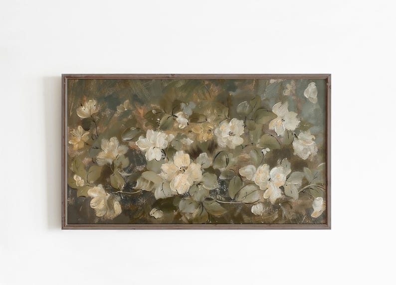 Frame Tv Art Artwork sage green floral image 6