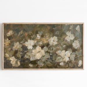 Frame Tv Art Artwork sage green floral image 7