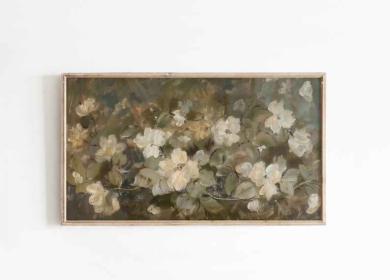 Frame Tv Art Artwork sage green floral image 7