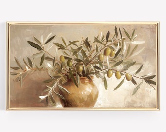 Olive Branch Frame TV Art: Rustic Kitchen Still Life (Digital Download