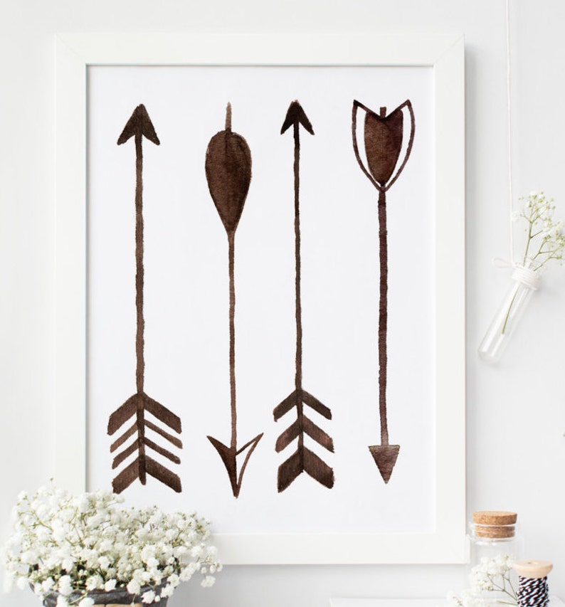 Arrow print Arrow nursery Arrow wall art Watercolor Arrow Etsy