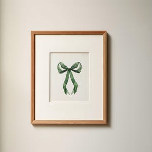 Green Bow Watercolor Print: Balletcore Dorm Decor ,