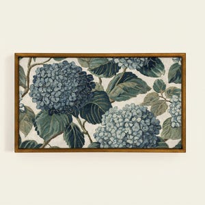 Frame TV Art Blue Hydrangeas, Vintage Floral Tapestry Style, Botanical Garden artwork screensaver