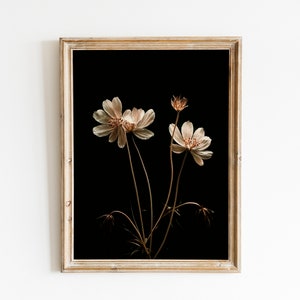 Dark Botanical Print, spring Moody floral wall art, summerwildflowers digital download image 3