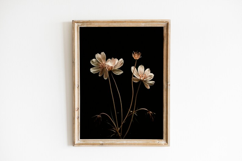 Dark Botanical Print, spring Moody floral wall art, summerwildflowers digital download image 3