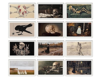 Paquete de arte de Halloween con calendario de tragaluz, conjunto de 72 protectores de pantalla