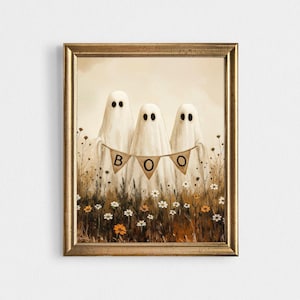 BOO Ghost Wall Art Printable, Cute Halloween Ghosts print