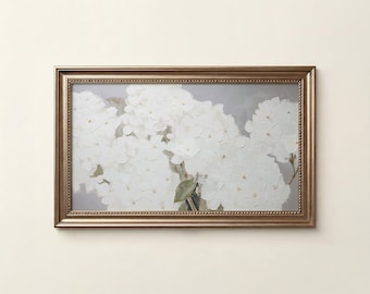 white hydrangeas Frame Tv Art Artwork