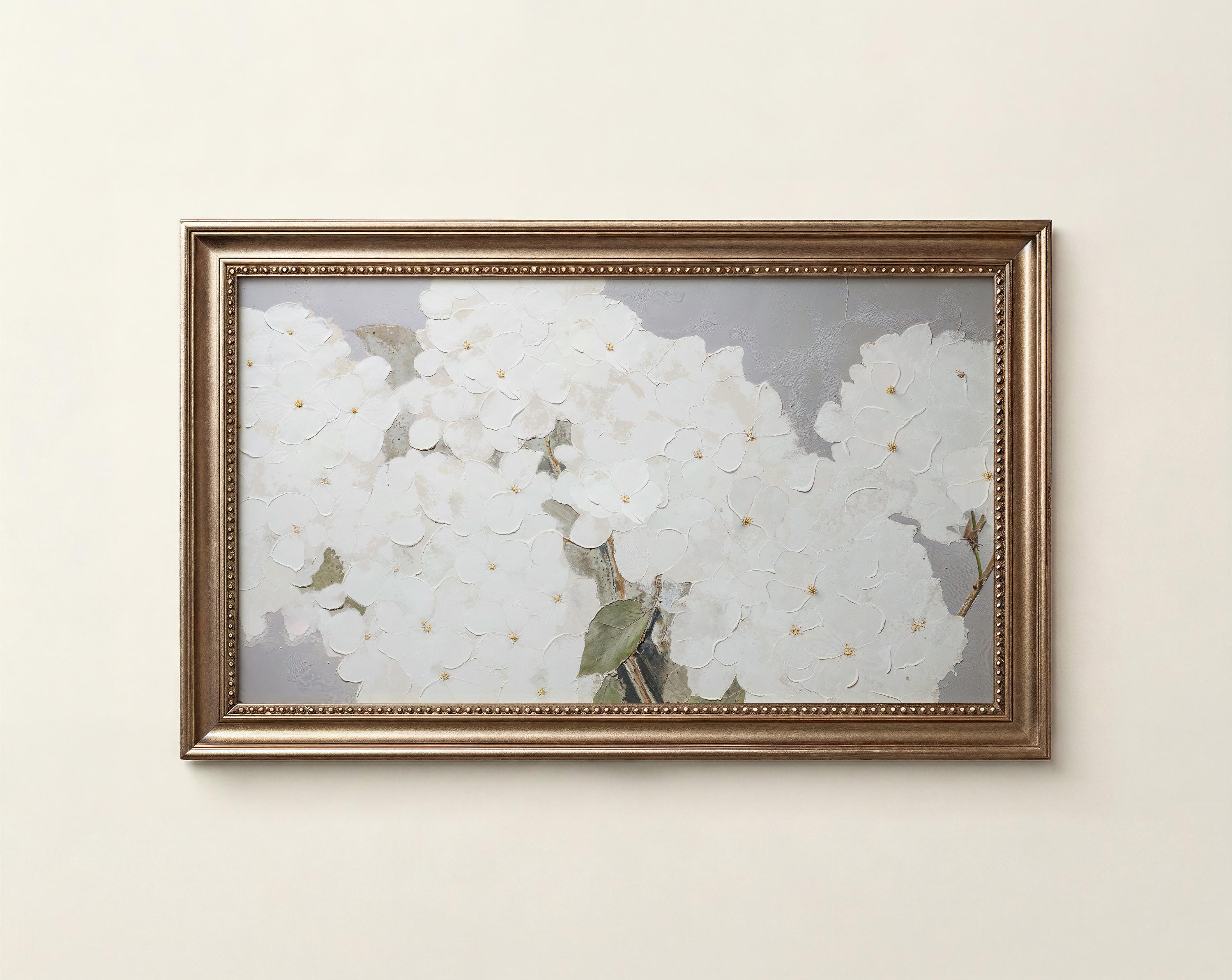 White Hydrangeas Frame Tv Art Artwork - Etsy