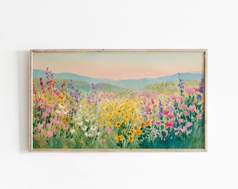 colorful Floral meadow Frame Tv Art Artwork