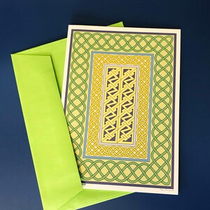 Irish greeting card, blank inside, intricately rendered with celtic knots, original design