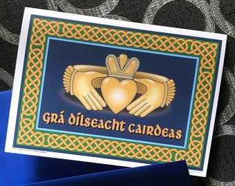 Gaelic Claddagh Greeting Card: Celtic Knot Design