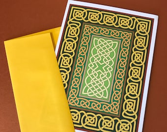 Irish greeting card, blank inside, intricately rendered with celtic knots, original design