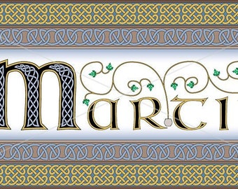 Art print of Irish surname Martin, wall decor featuring intricately rendered Celtic knots, original design