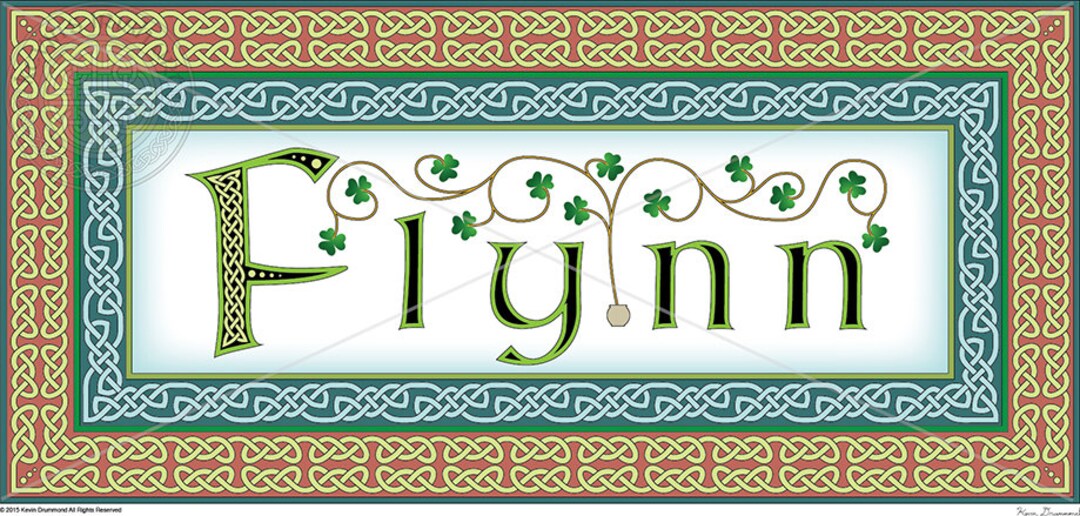 Art Print of Irish Surname Flynn, Wall Decor Featuring Intricately
