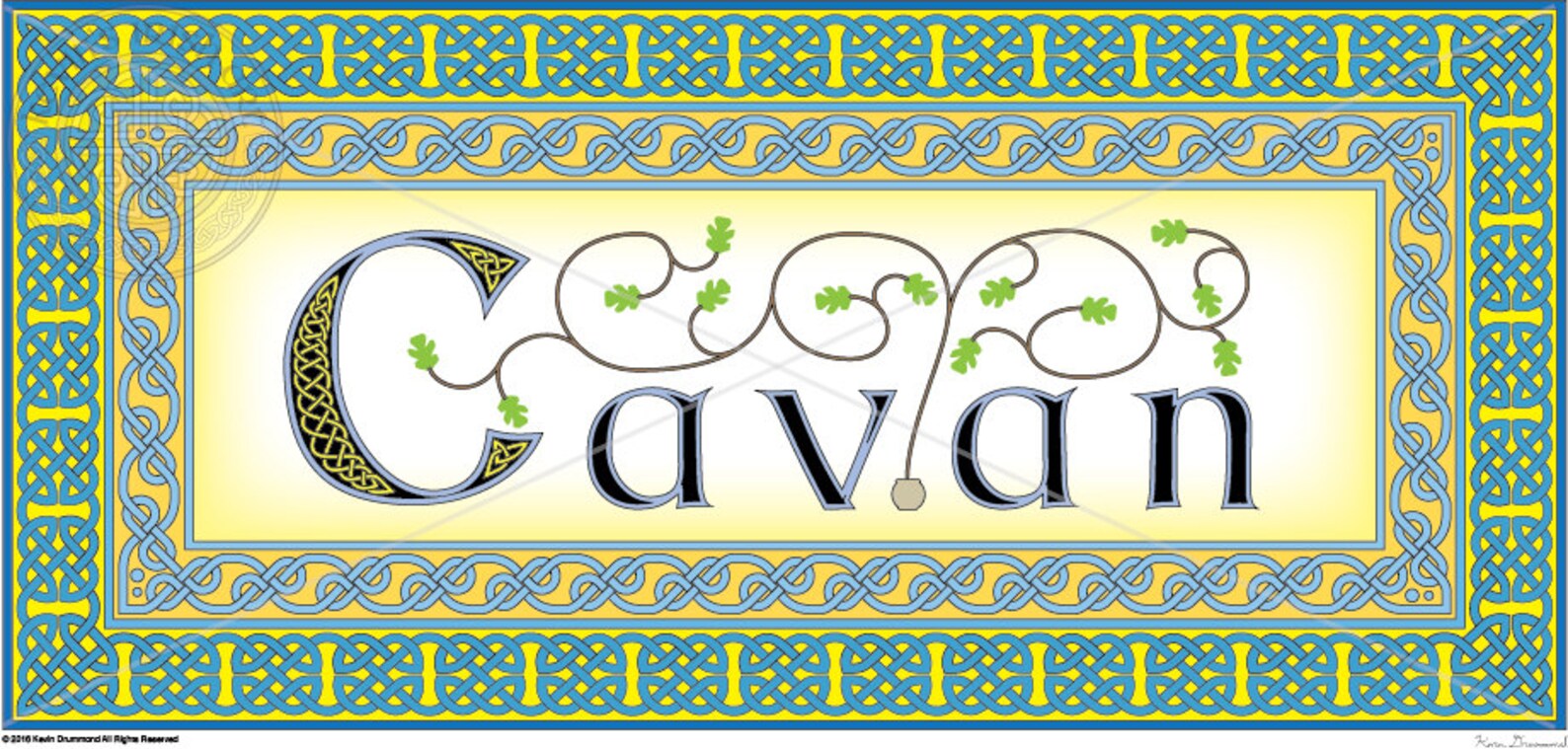 Irish surname and County Cavan intricately rendered with Etsy