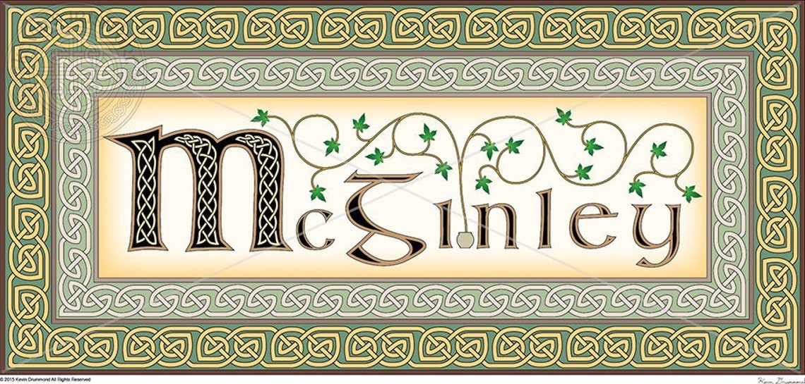 Art Print of Irish Surname Mcginley, Wall Decor Featuring Intricately