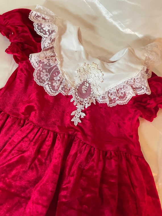 Vintage Red Velvet Dress With Ornate 