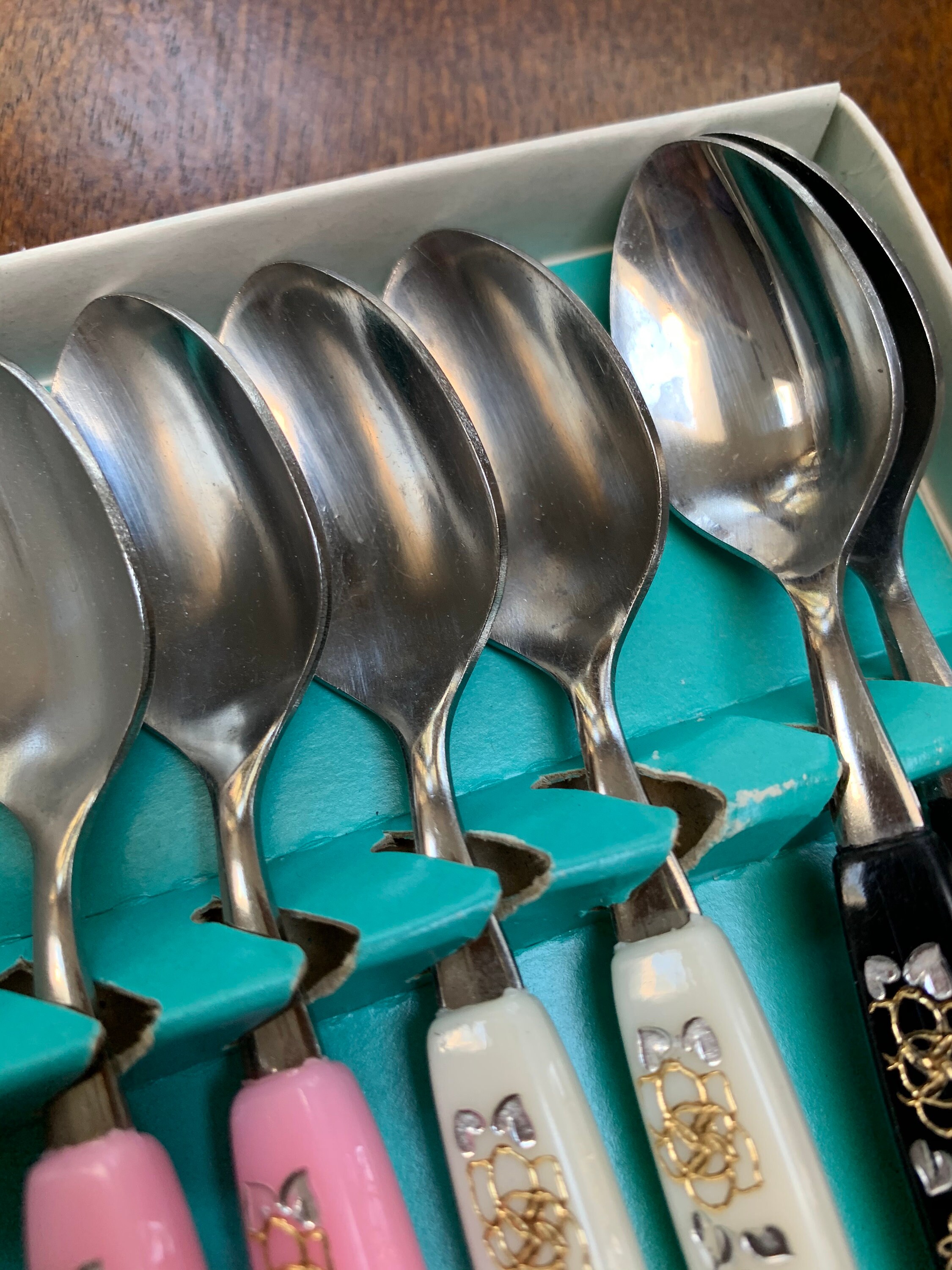 Vintage Little Spoons 6 Piece Stainless Steel Plastic Etsy
