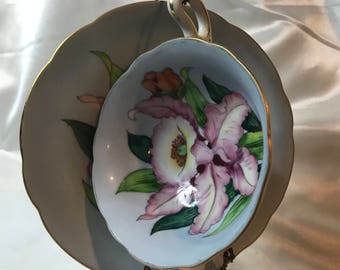 OCCUPIED JAPAN, Merit, Beautiful, Hand Painted, Floral, Tea Cup with Saucer